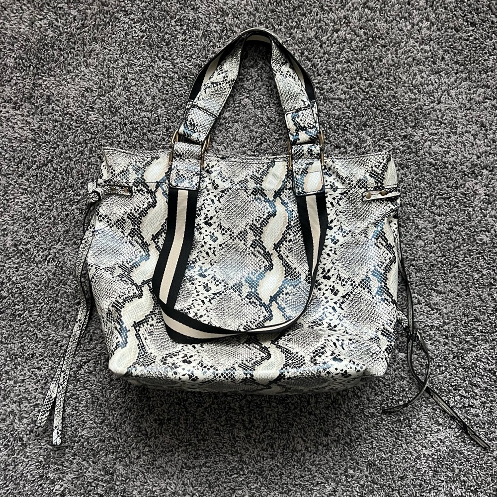 Ahdorned snake leather tote